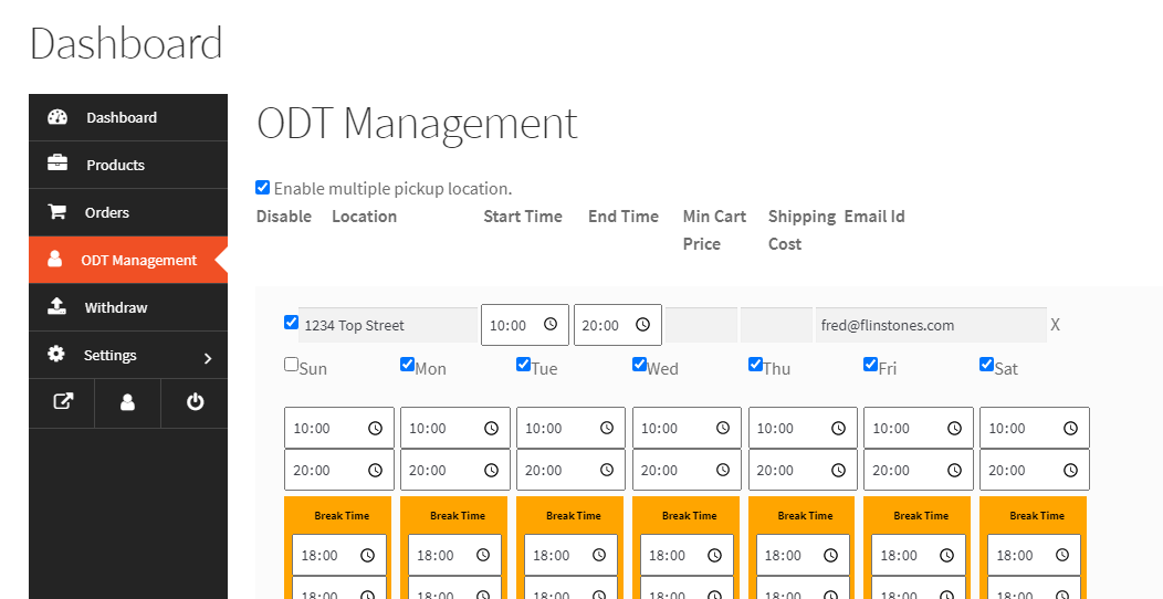 Dokan vendor specific pickup delivery service location, day & time settings