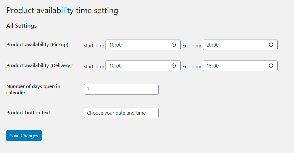 Product Time Table for WooCommerce - Setup time for delivery and pickup